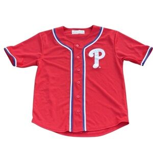 Genuine Merchandise Teens XL 14/16 Philadelphia Phillies  Red Jersey Buttons